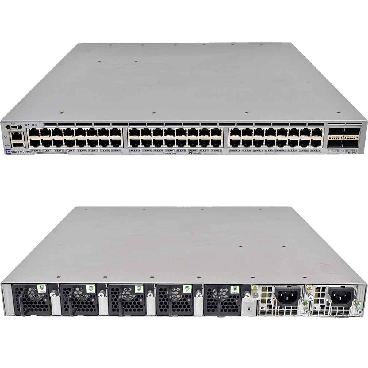 Extreme VDX 6740T-1G XBR-VDX6740T-56-1G-F 48-Port 10G RJ-45 Ethernet Switch 4x 40G QSFP+ Extreme VDX 6740T-1G XBR-VDX6740T-56-1G-F 48-Port 10G RJ-45 Ethernet Switch 4x 40G QSFP+