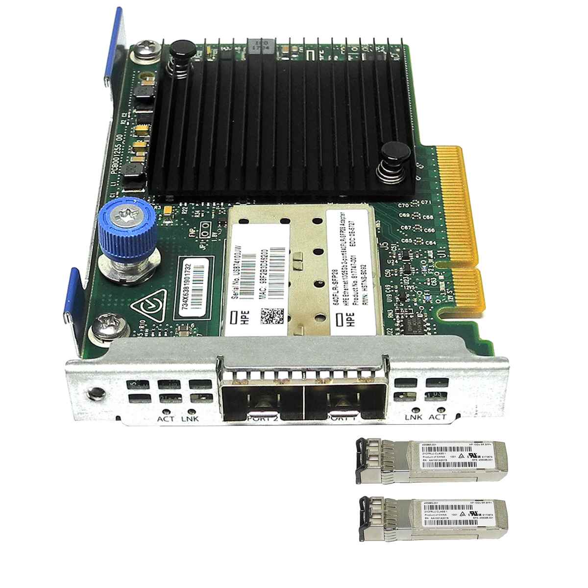 HP 640FLR-SFP28 Dual-Port SFP28 10/25G Server Adapter PCIe x8 840139-001 + 2x GBIC HP 640FLR-SFP28 Dual-Port SFP28 10/25G Server Adapter PCIe x8 840139-001 + 2x GBIC