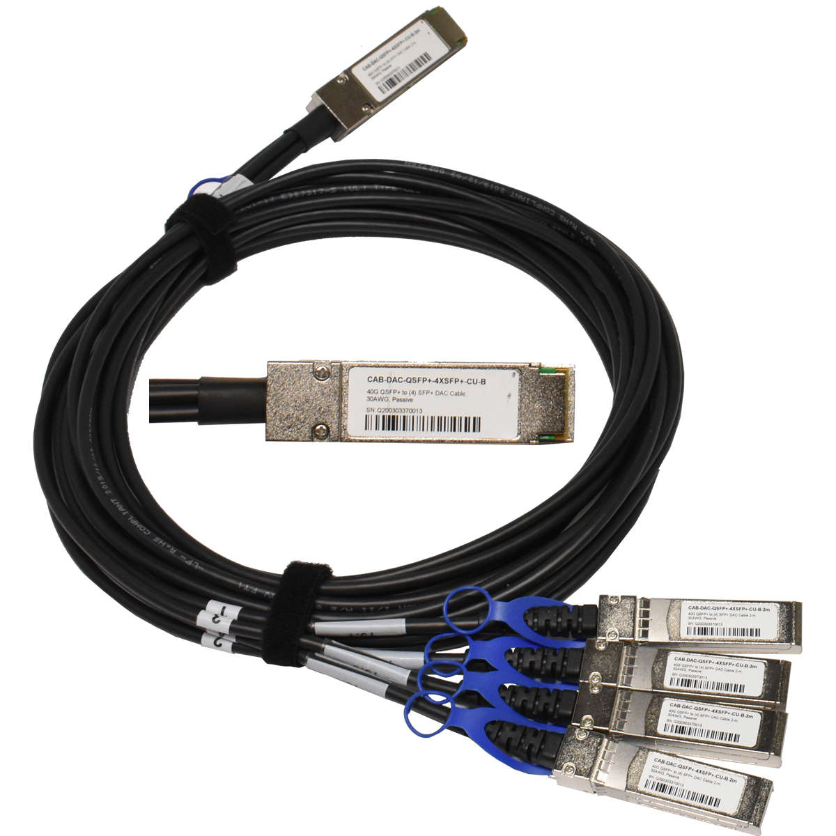 Datenkabel-3m-40G-QSFP---4x-10G-SFP-DAC-Cable-30AW-003.jpg Datenkabel 3,5m 40G QSFP+ - 4x 10G SFP+ DAC Cable 30AWG passive Breakout PULLTAB