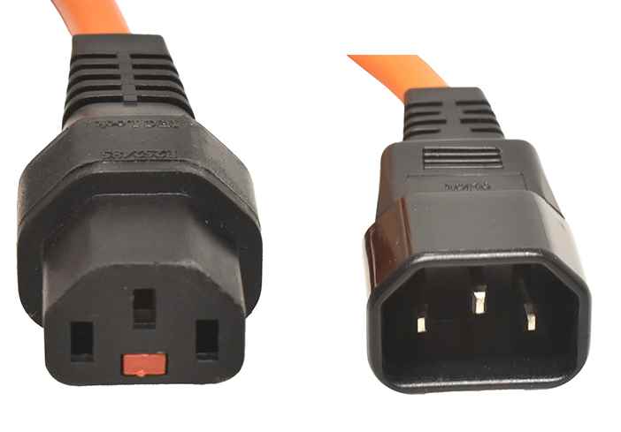 Netzkabel 3m C14-C13 IEC-Lock E252485 orange