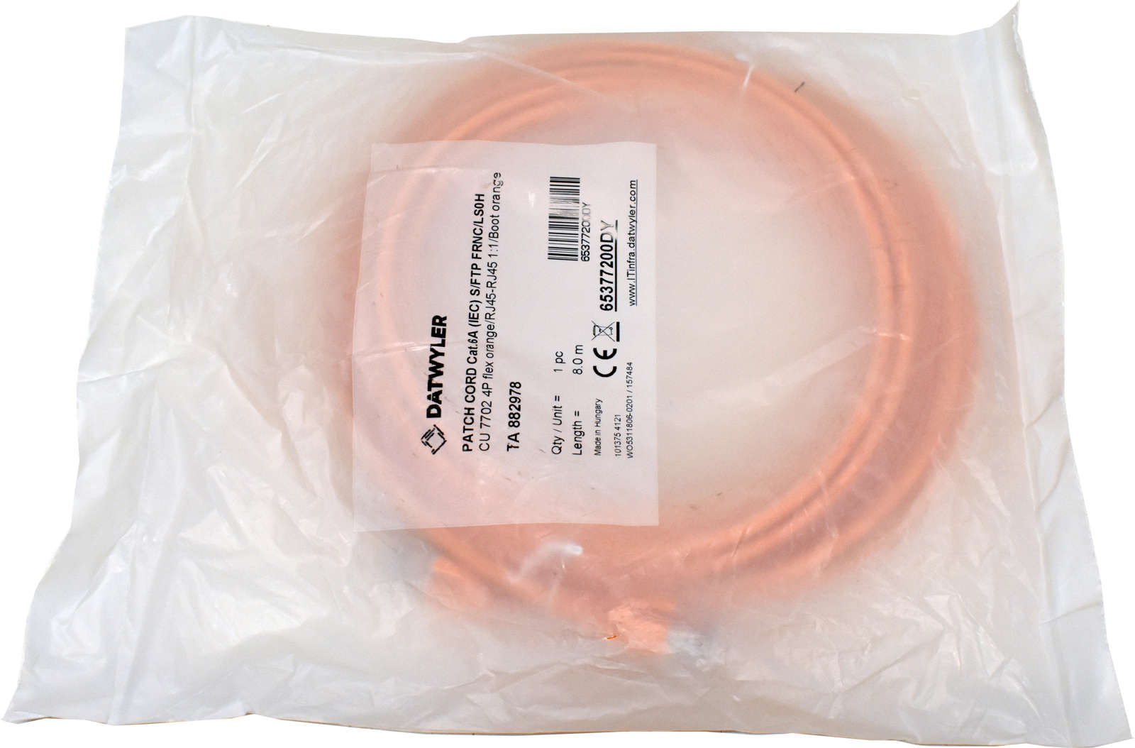 Dätwyler-8m-65377200DY-Copper-Patch-Cord-RJ-45-Cat-002.jpg Dätwyler 8m 65377200DY Copper Patch Cord RJ-45 Cat.6A IEC orange NEW NEU