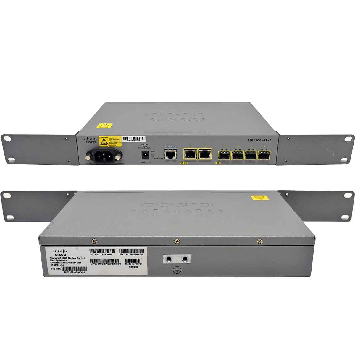 Cisco ME1200-4S-A 74-12816-03 4-Port GE SFP Access Device 2x GE RJ-45 +Rack Ears Cisco ME1200-4S-A 74-12816-03 4-Port GE SFP Access Device 2x GE RJ-45 +Rack Ears