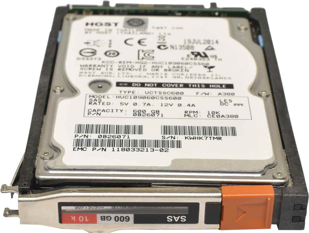 EMC HGST 600GB 2.5" 10K 6G SAS HDD Festplatte HUC109060CSS600 0B26071 mit EMC Rahmen