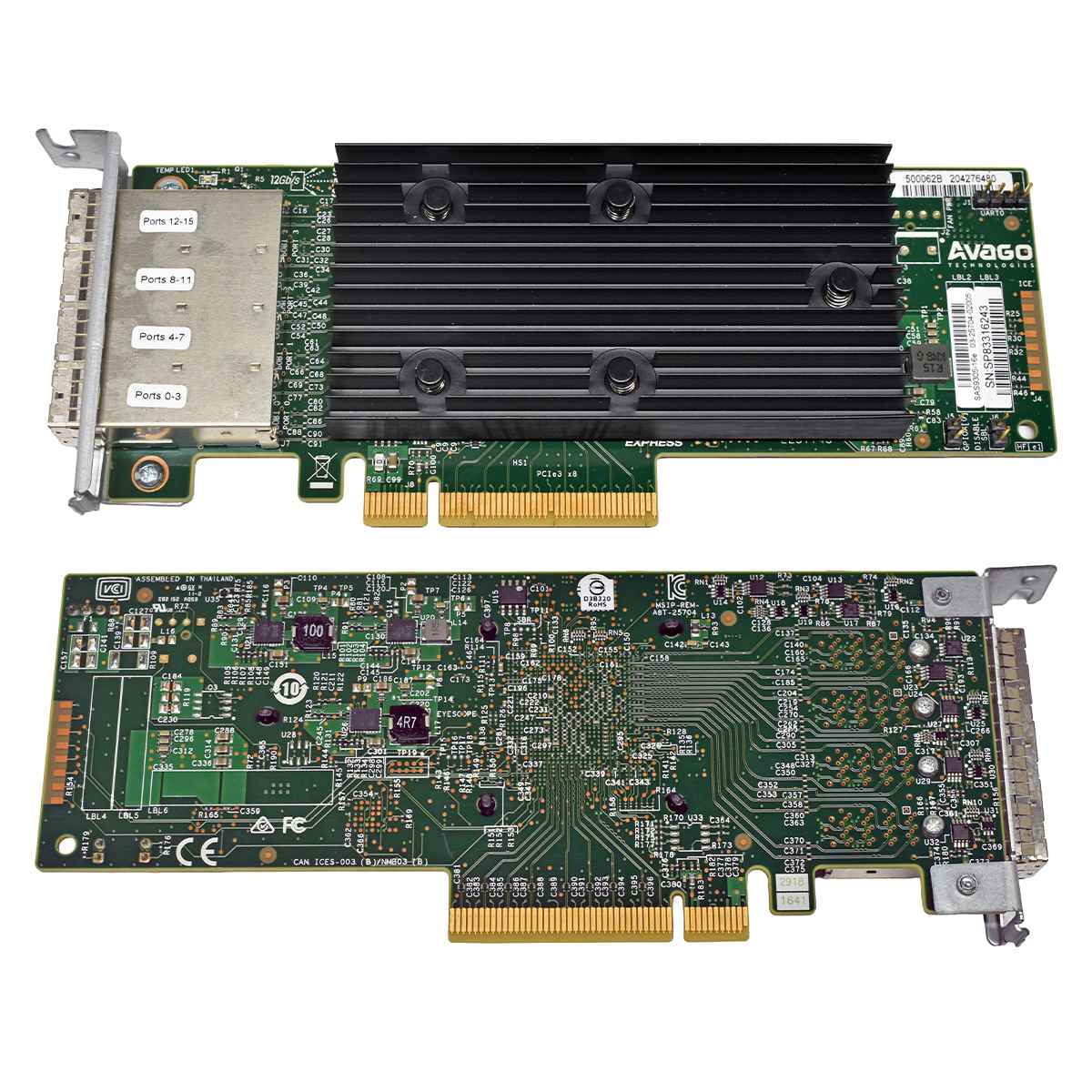 LSI Avago SAS9305-16e 03-25704-02005 4-Port 12G PCIe x8 SAS Controller LP