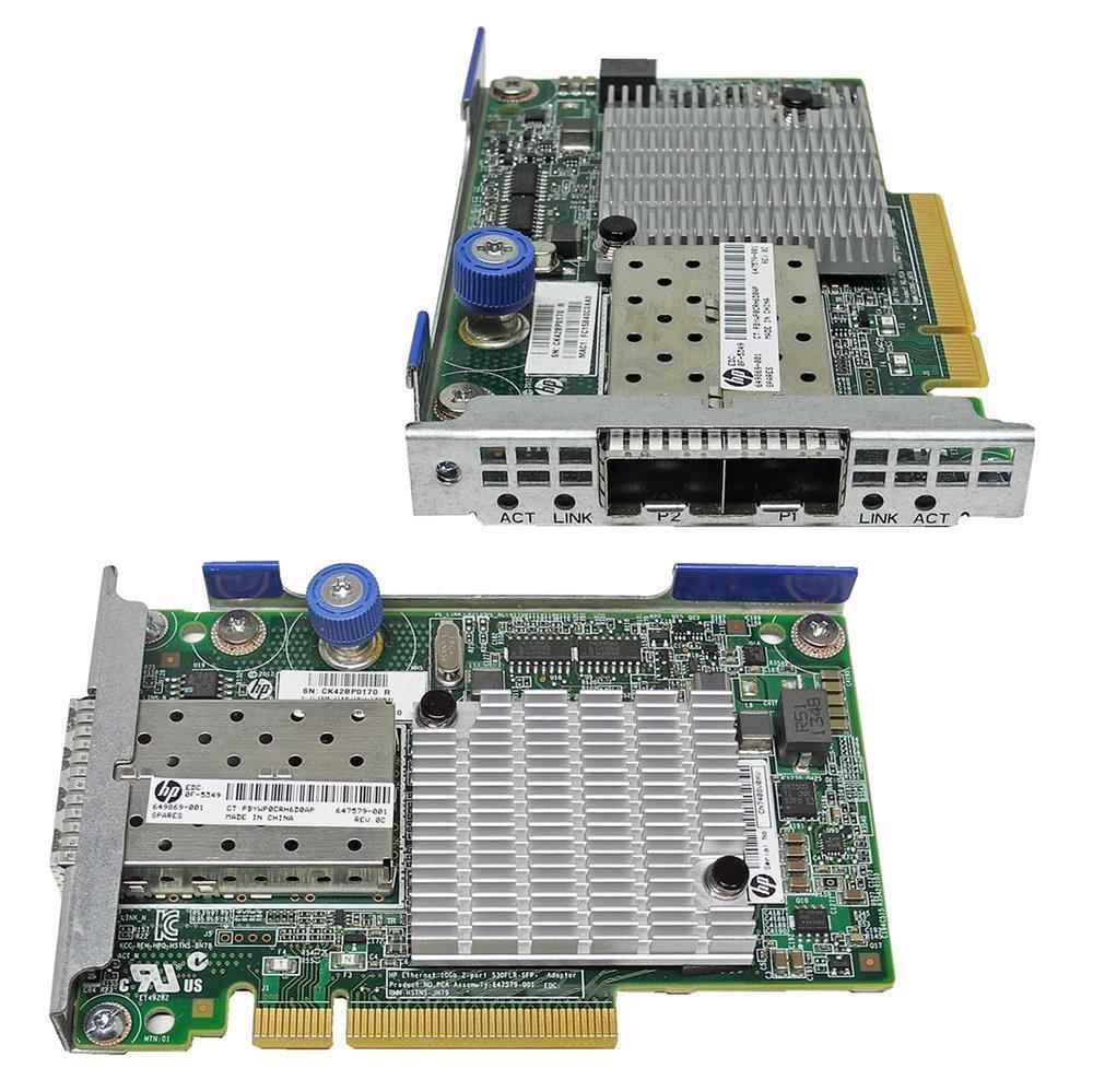 HP 530FLR-SFP+ 2-Port PCIe x8 10 GbE Network Adapter 647579-001 649869-001 HP 530FLR-SFP+ 2-Port PCIe x8 10 GbE Network Adapter 647579-001 649869-001 DL360p G8