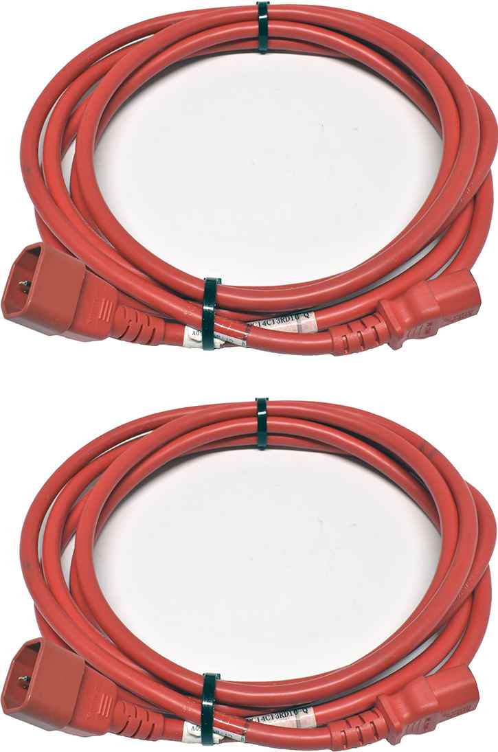 2x Panduit Netzkabel C14 C13 Power Kabel rot 3m 10A 250V Verlängerung PC14C13RD10-Q