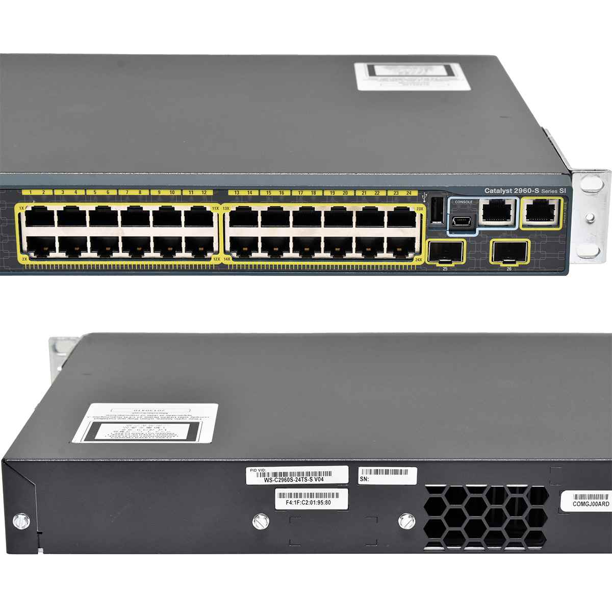 Cisco Catalyst WS-C2960S-24TS-S 24-Port GE Switch 2x 1G SFP +Rack Ears Cisco Catalyst WS-C2960S-24TS-S 24-Port GE Switch 2x 1G SFP +Rack Ears