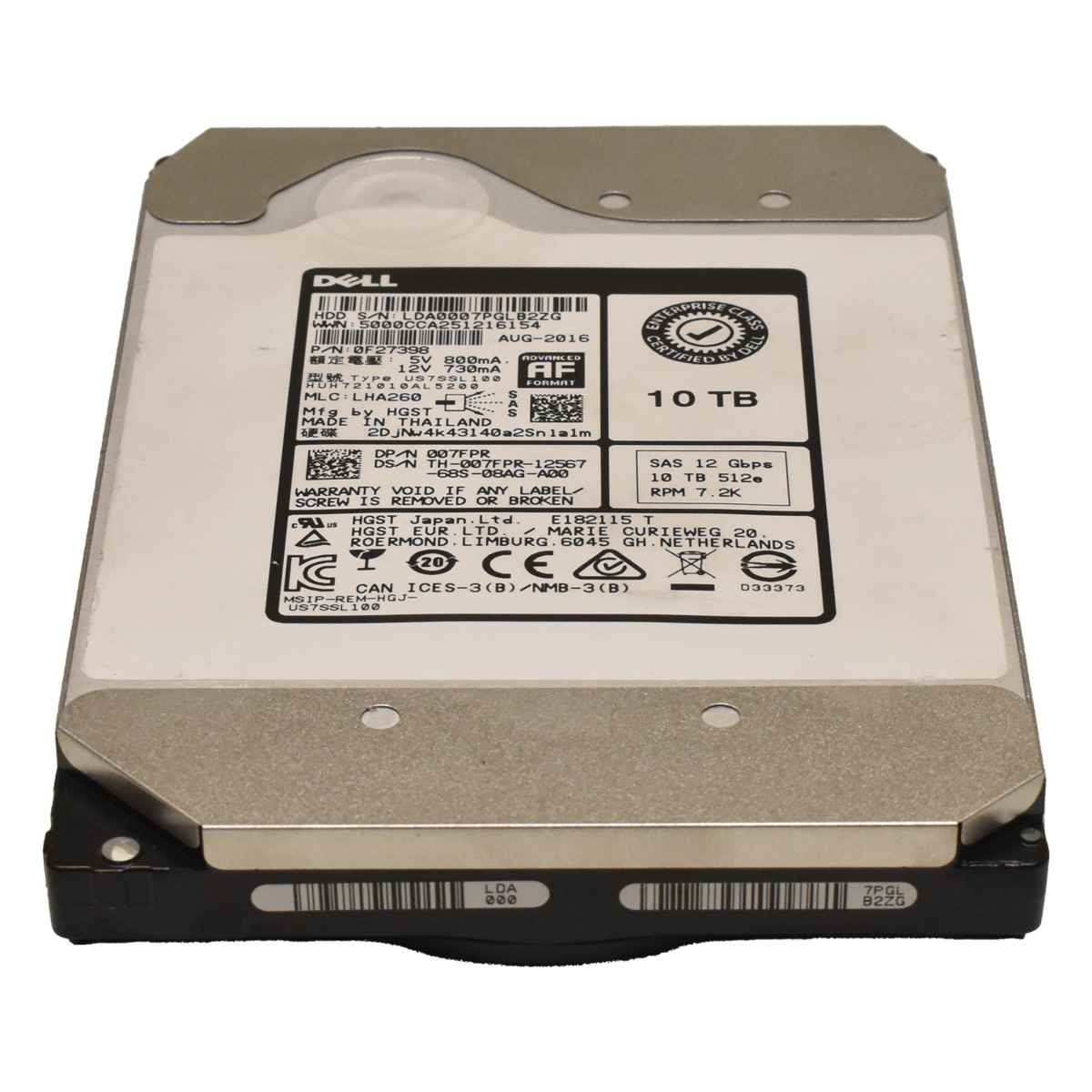 DELL HGST 10 TB 512e 7.2K SAS 12G HDD Festplatte HUH721010AL5200 007FPR DELL HGST 10 TB 512e 7.2K SAS 12G HDD Festplatte HUH721010AL5200 007FPR