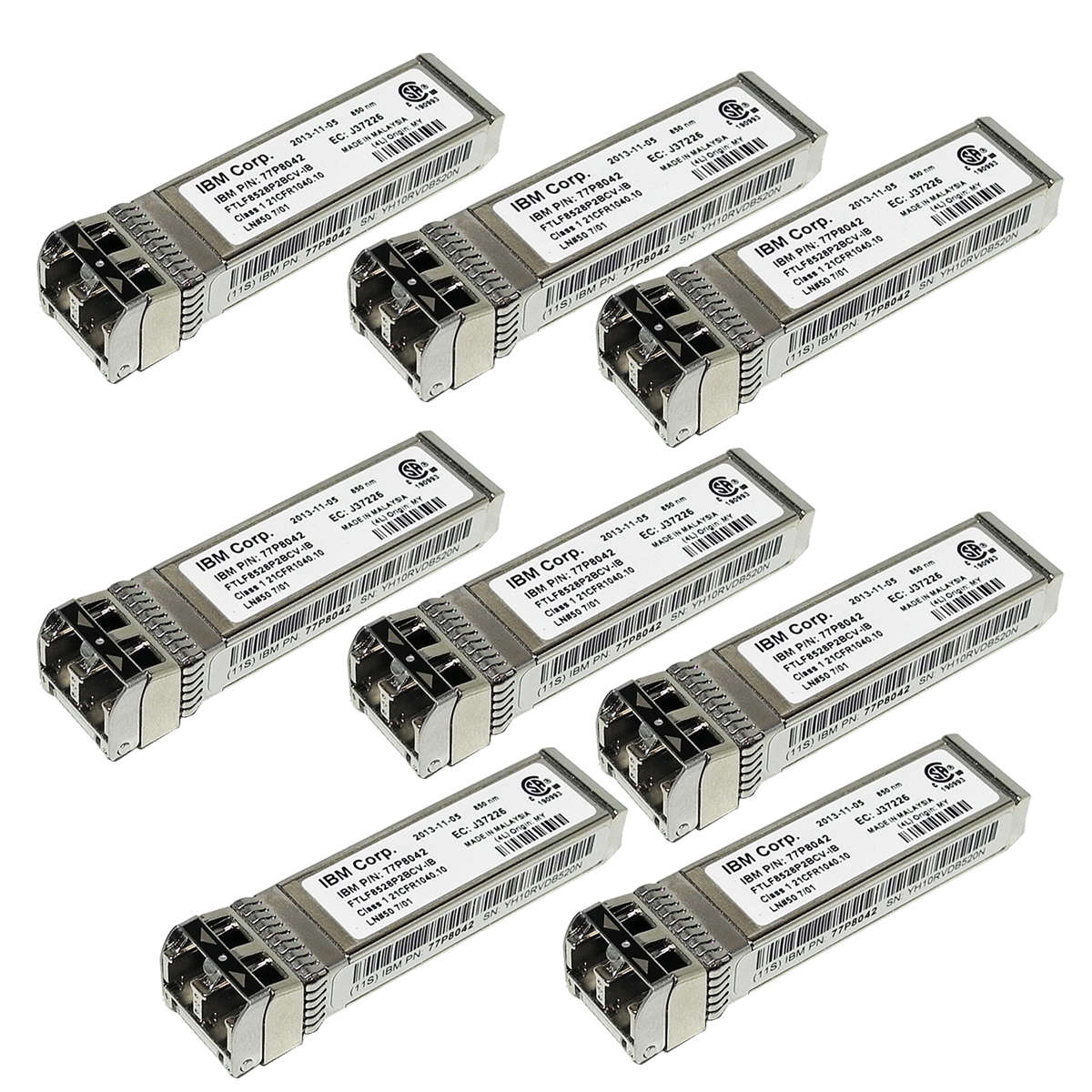8-x-IBM-Finisar-FTLF8528P2BCV-IB-8Gb-SW-850nm-SFP-001.jpg 8 x IBM Finisar FTLF8528P2BCV-IB 8Gb SW 850nm SFP+ FC Transceiver 77P8042