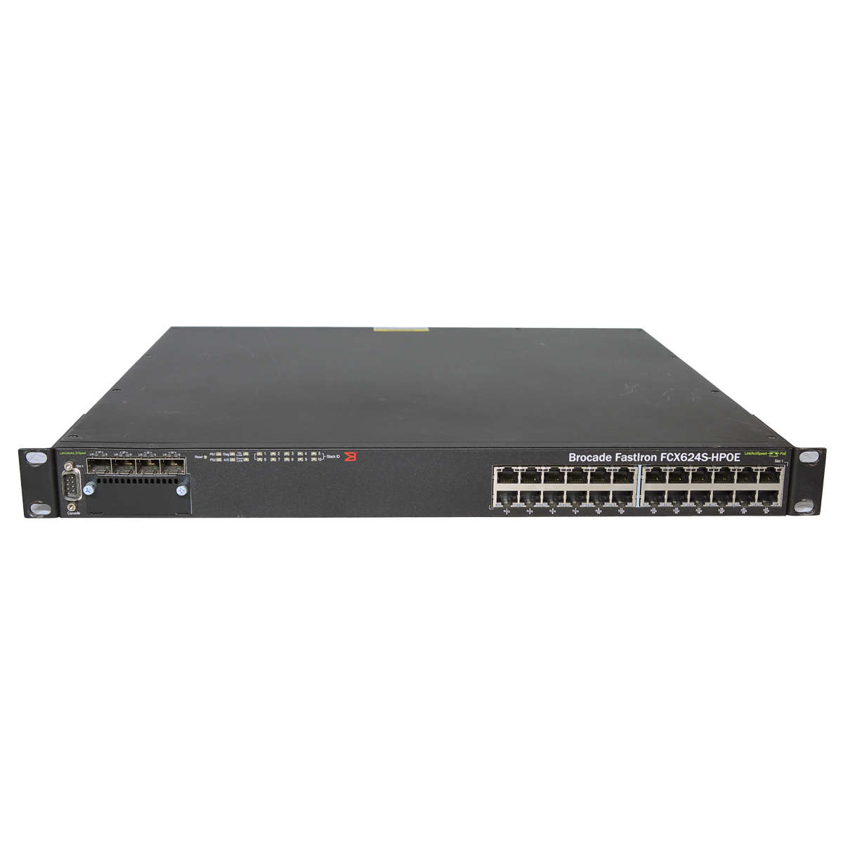 Brocade-FastIron-FCX624S-HPOE-80-1002387-04-24-Por-003.jpg Brocade FastIron FCX624S-HPOE 80-1002387-04 24-Port PoE Gigabit Ethernet Switch 4x SFP 1xPSU