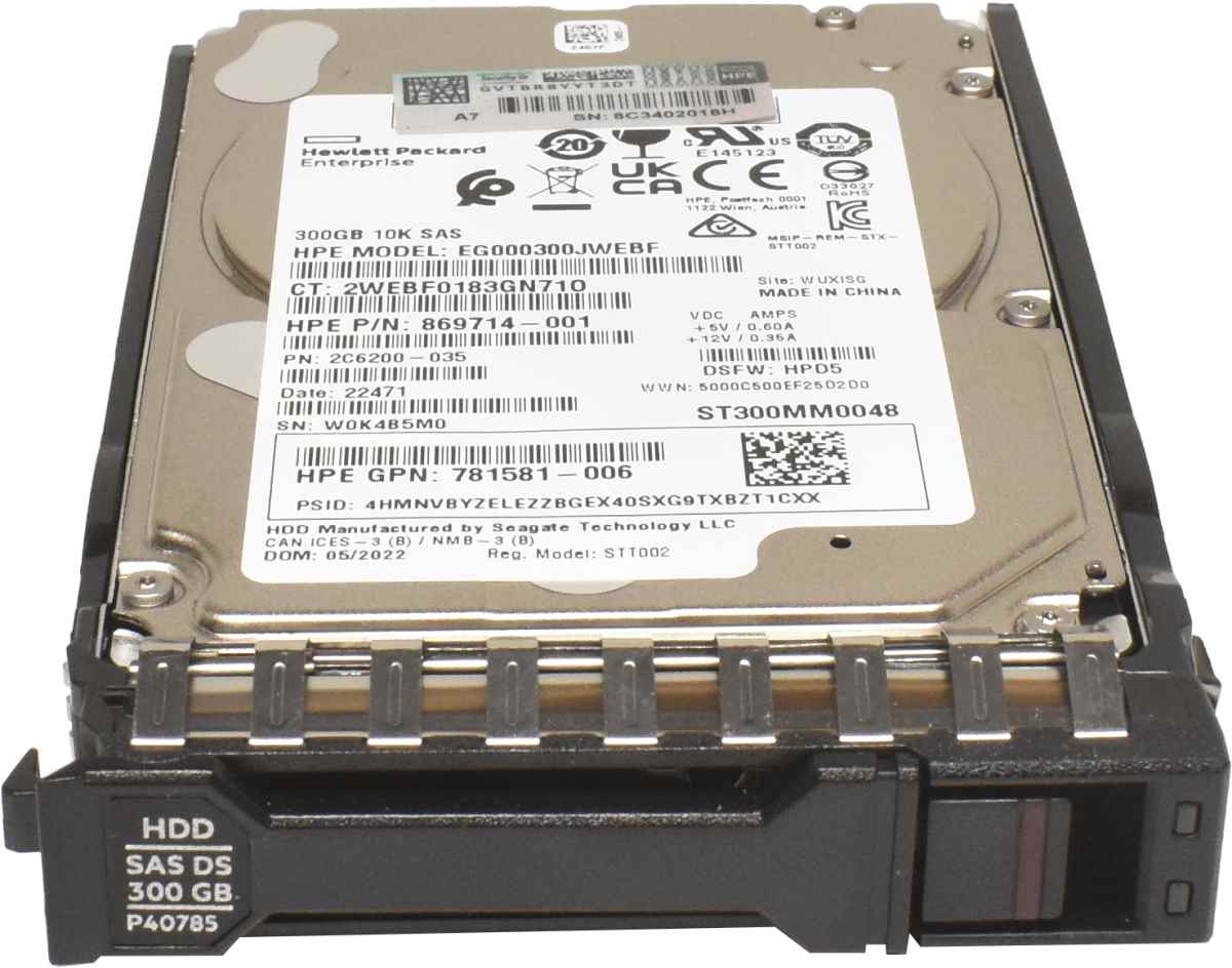 HP 300GB 2.5" SFF 12G 10K SAS DS HDD Festplatte P40785-001 für G10+ Servers