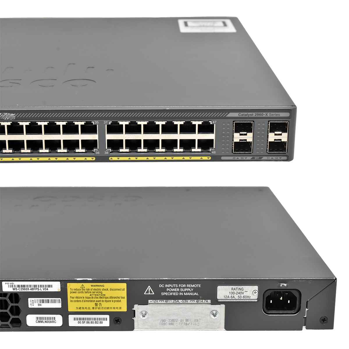 Cisco WS-C2960X-48FPS-L 48-Port PoE+ RJ-45 GE Switch 4x SFP Cisco WS-C2960X-48FPS-L 48-Port PoE+ RJ-45 GE Switch 4x SFP