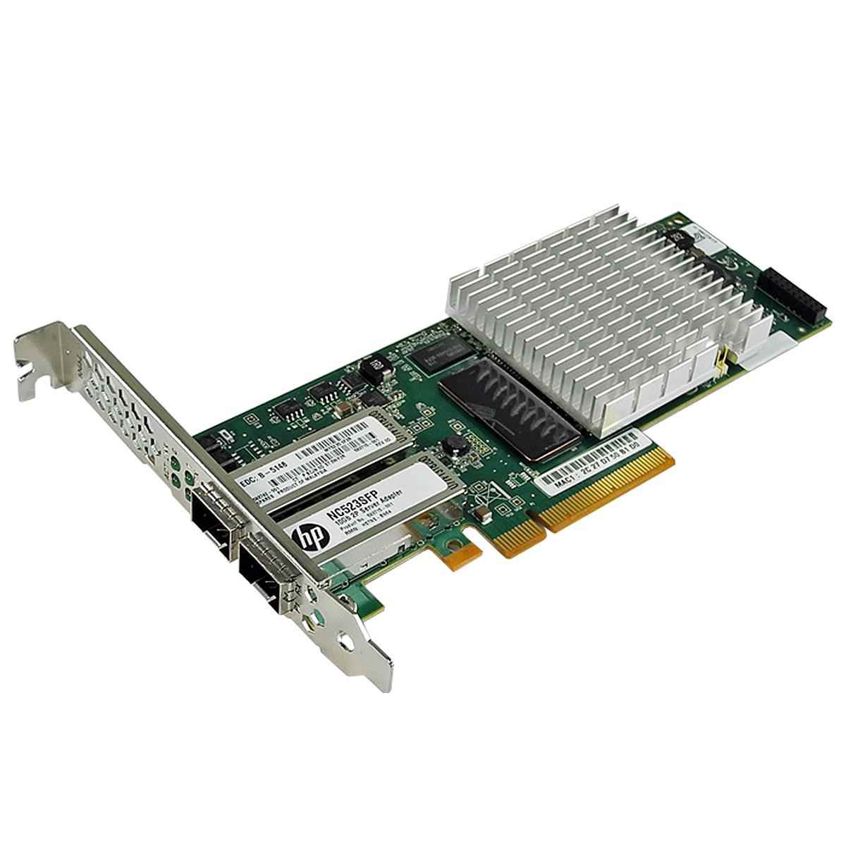 HP NC523SFP FC Dual-Port 10GbE SFP+ PCIe x8 Server Adapter 593742-001 FP HP NC523SFP FC Dual-Port 10GbE SFP+ PCIe x8 Server Adapter 593742-001 FP