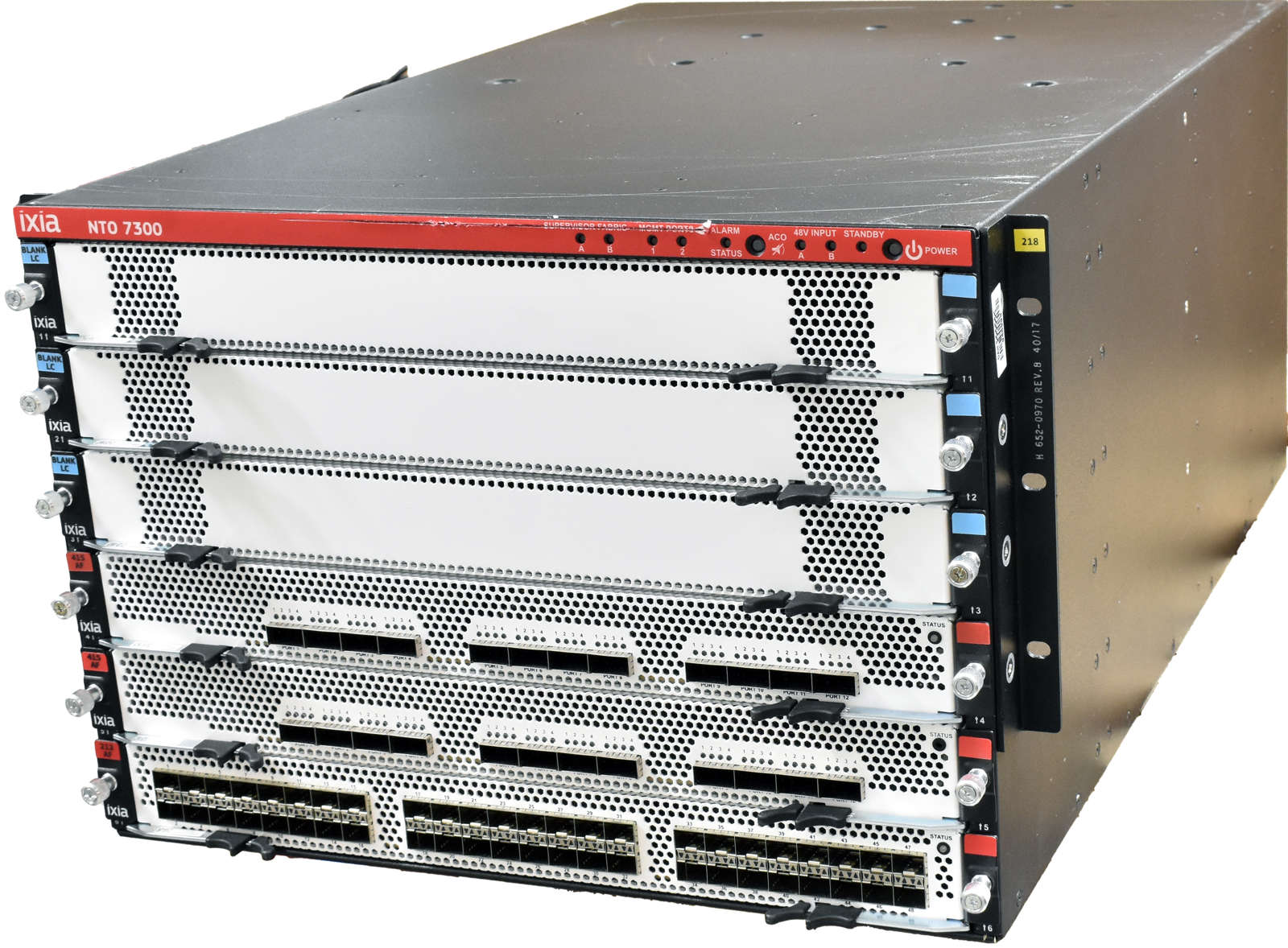 Ixia-NTO-7300-7U-Rack--48V-DC-2x-415AF-48Port-QSFP-002.jpg Ixia NTO 7300 7U Rack -48V DC 2x 415AF 48Port QSFP28 1x 212AF 48Port SFP+ 3x Blank LC 6x Fan