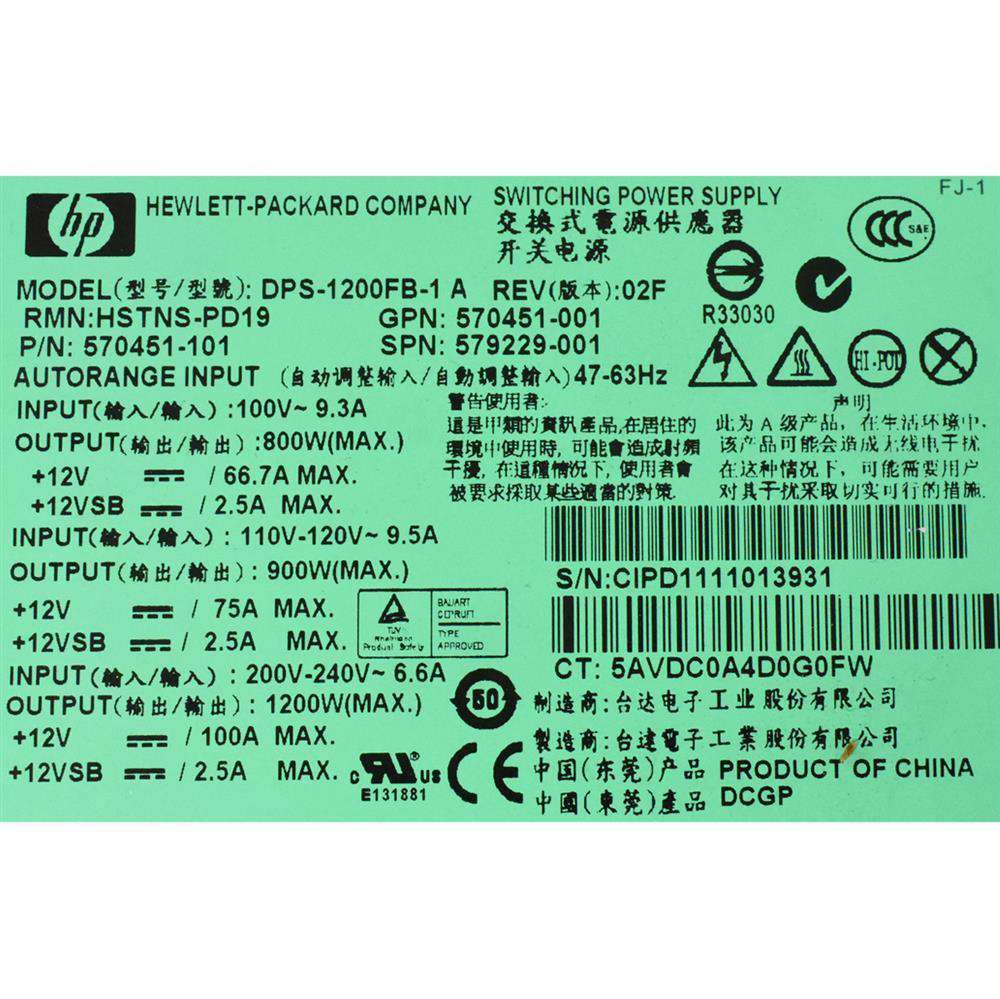 HP-DPS-1200FB-1-A-Power-Supply-570451-101-HSTNS-PD-002.jpg HP DPS-1200FB-1 A Power Supply 570451-101 HSTNS-PD19 1200 Watt