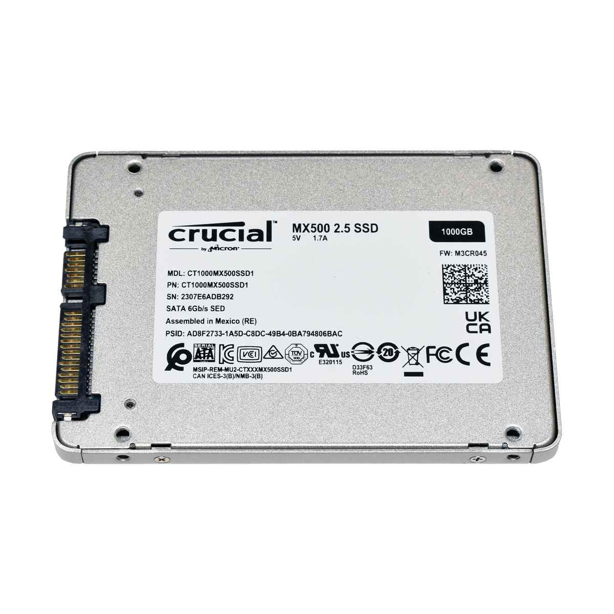Crucial MX200 500GB 2.5 Zoll SATA 6Gb/s SSD 7mm 9,5mm CT500MX200SSD1