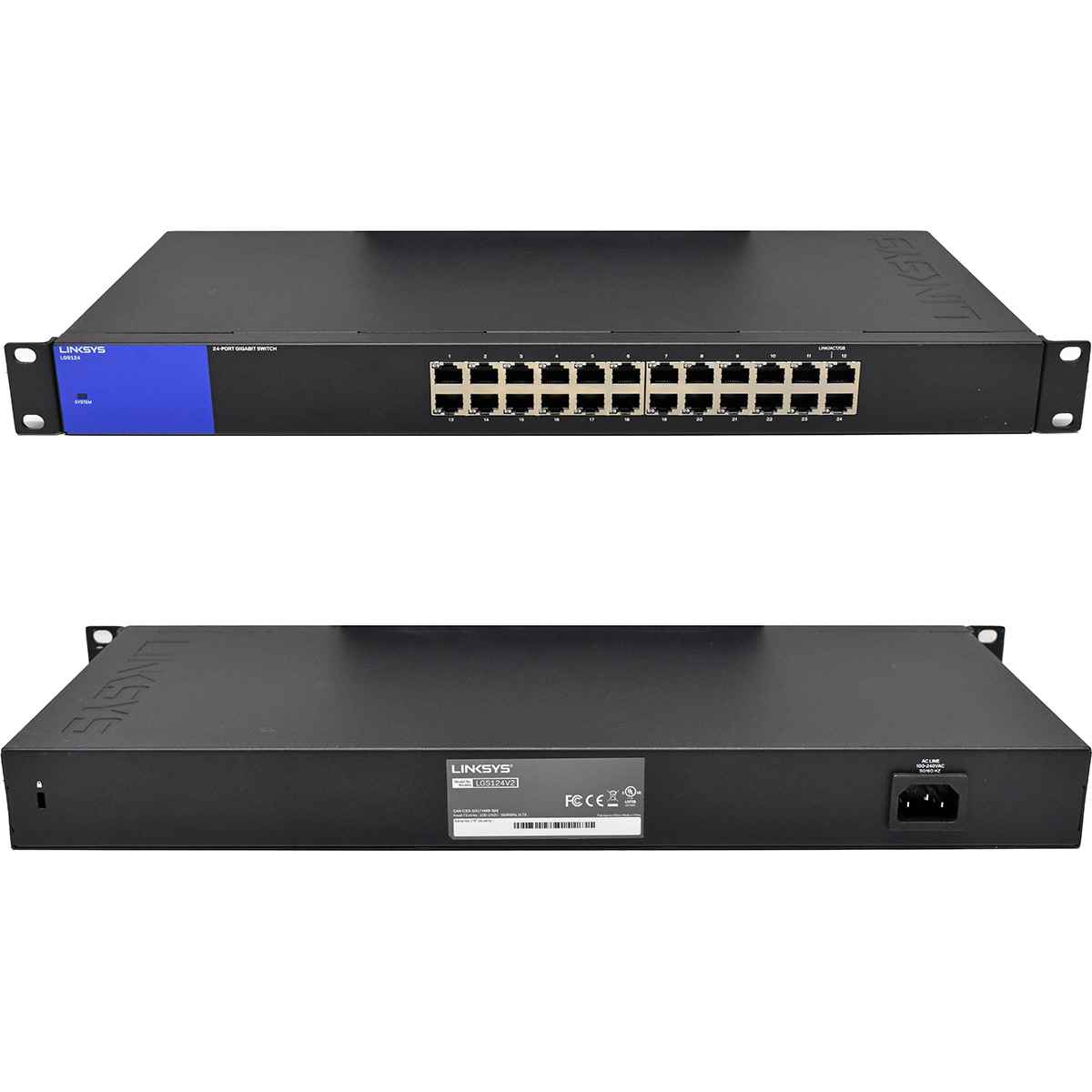 Linksys LGS124 V2 24-Port RJ-45 unmanaged GE Switch +Rack Ears Linksys LGS124 V2 24-Port RJ-45 unmanaged GE Switch +Rack Ears