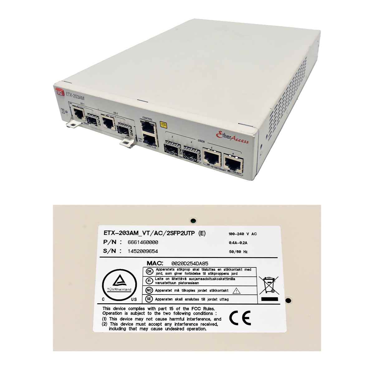 RAD ETX-203AM Universal Carrier Ethernet Demarcation Device +Module AIO-2GBE