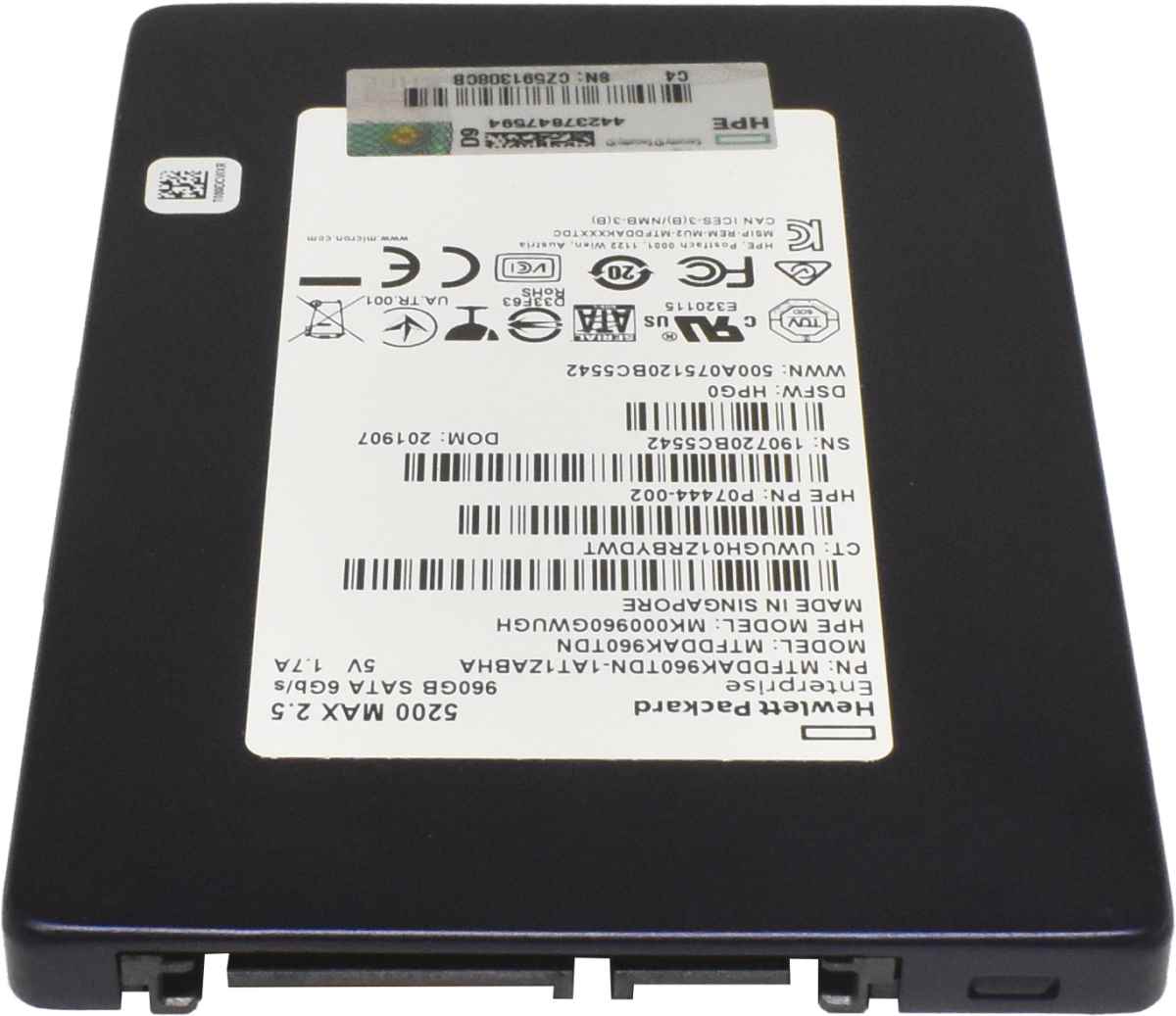 Micron HPE 5200 MAX 2.5 960GB SATA DS 6Gb 2.5" SSD MTFDDAK960TDN P07444-002 Micron HPE 5200 MAX 2.5 960GB SATA DS 6Gb 2.5" SSD MTFDDAK960TDN P07444-002