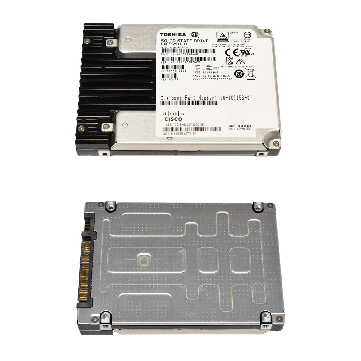 Toshiba Cisco PX05SMB160 UCS-HY16TB12TX-EP 1.6TB SAS 12G 2.5“ Solid State Drive (SSD) Toshiba Cisco 1.6TB 2.5" 12G SAS SSD PX05SMB160 UCS-HY16TB12TX-EP PowerEdge, ProLiant G10 G11