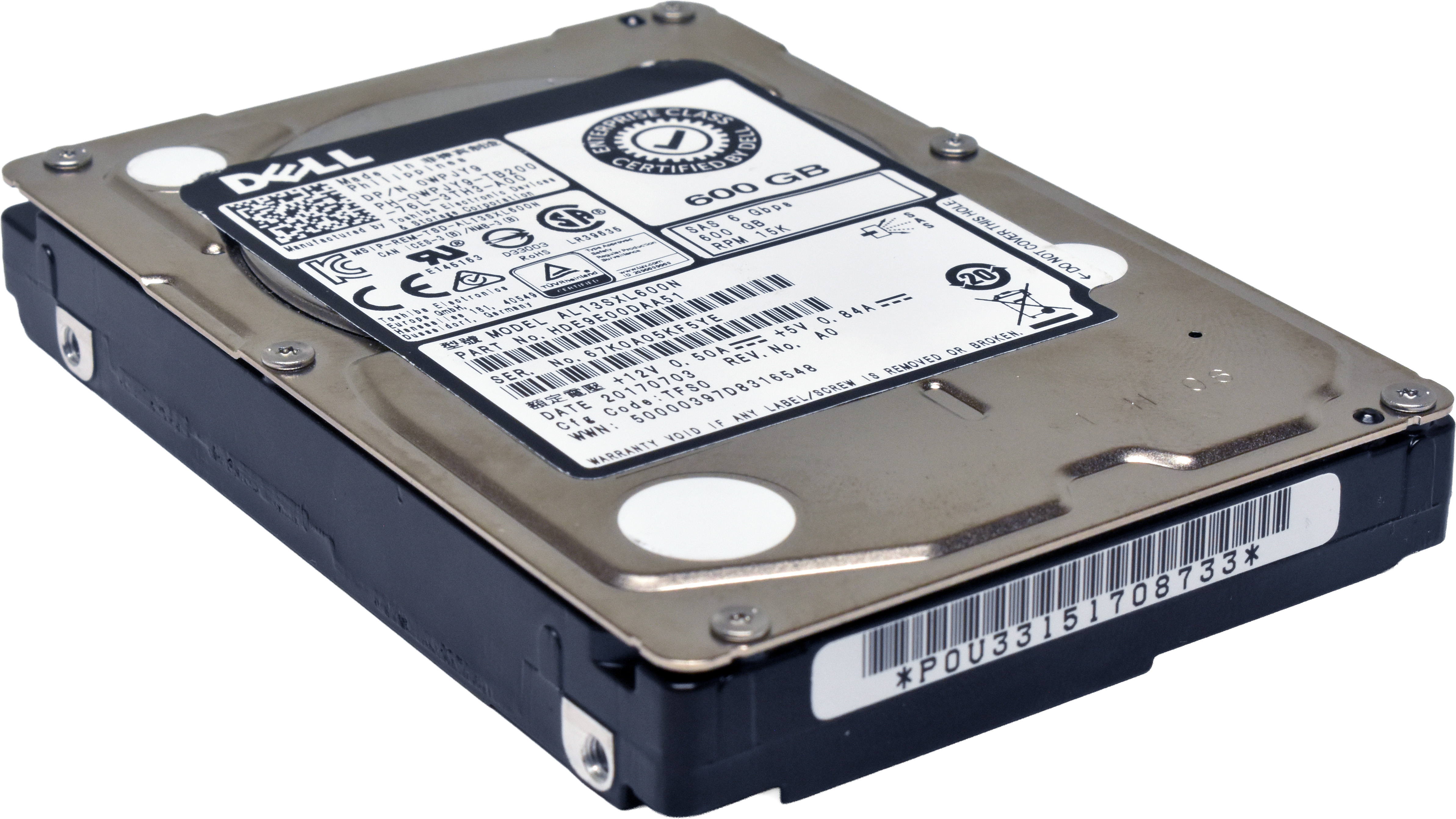 Dell Toshiba 600GB 2.5" 15K 6G SAS HDD AL13SXL600N 0WPJY9