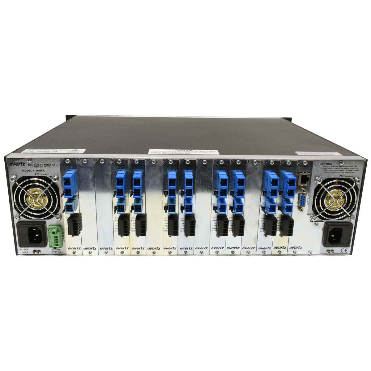 Evertz Multiframe 7700FR-C 2x PSU 9x 7707BPX 1x 7700FC Evertz Multiframe 7700FR-C 2x PSU 9x 7707BPX 1x 7700FC