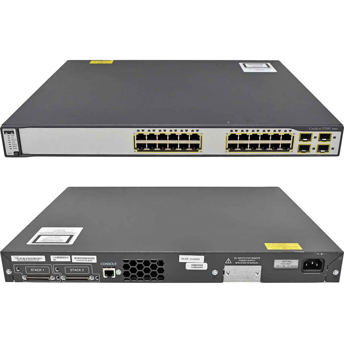 Cisco WS-C3750G-24TS-S1U 24-Port RJ-45 Stackable GE Switch 4 x SFP