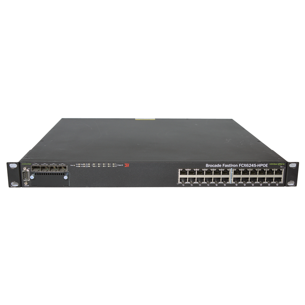 Brocade FastIron FCX624S-HPOE 80-1002387-04 24-Port PoE Gigabit Ethernet Switch 4x SFP 1xPSU Brocade FastIron FCX624S-HPOE 80-1002387-04 24-Port PoE Gigabit Ethernet Switch 4x SFP 1xPSU