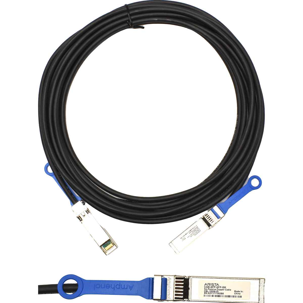ARISTA CAB-SFP-SFP-5m 10GBASE-CR twinax copper cable with SFP+ connectors on both ends 5m CBL-10006-20 Neu NEW ARISTA CAB-SFP-SFP-5m 10GBASE-CR twinax copper cable with SFP+ connectors on both ends 5m CBL-10006-20 Neu NEW