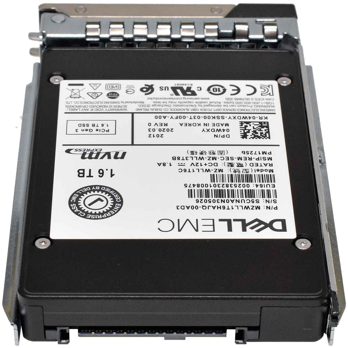 Dell EMC Samsung 1.6TB 04WDXY MZ-WLL1T6C 2.5“ PCIe NVMe 3.0 x4 SSD for Dell R640 R740 R740xd