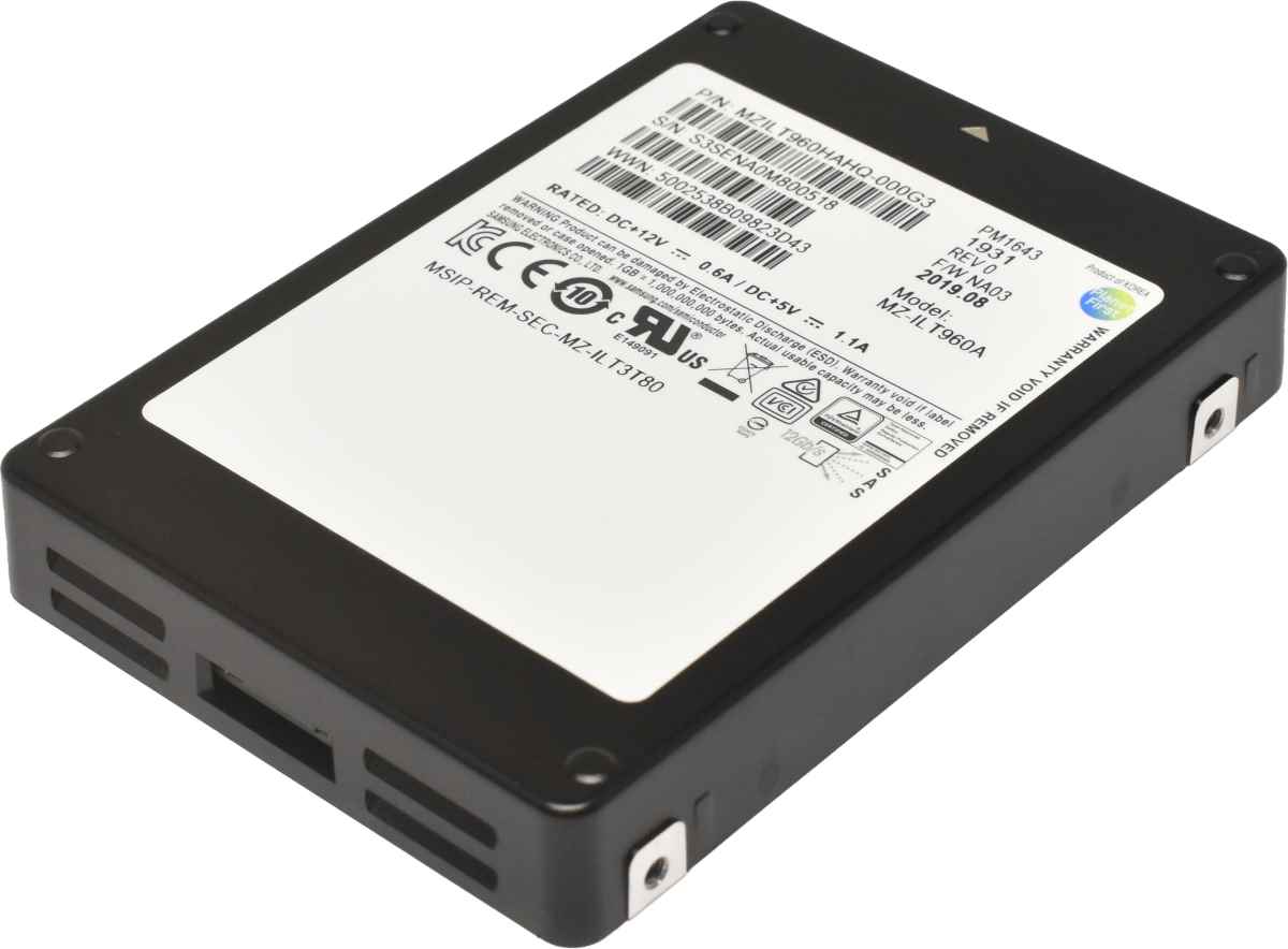 Samsung PM1643 960GB 2.5" 12G SAS SSD MZ-ILT960A MZILT960HAHQ-000G3 512 Bytes Samsung PM1643 960GB 2.5" 12G SAS SSD MZ-ILT960A MZILT960HAHQ-000G3 512 Bytes