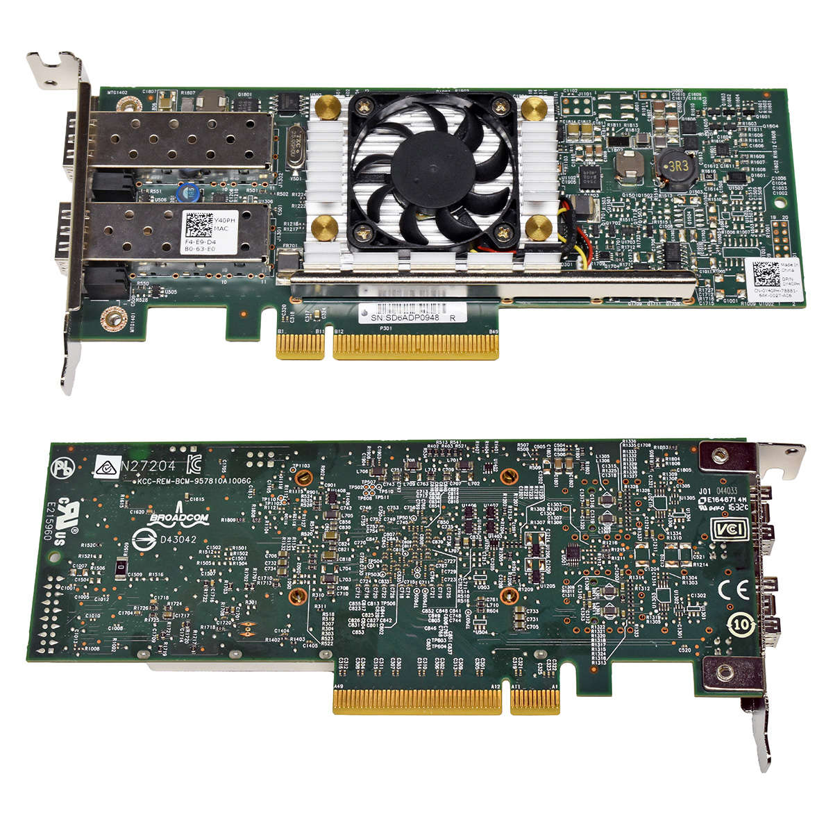 DELL BroadCom Dual-Port 10G SFP+ Network Adapter PCIe x8 D43042 57810S 0Y40PH LP