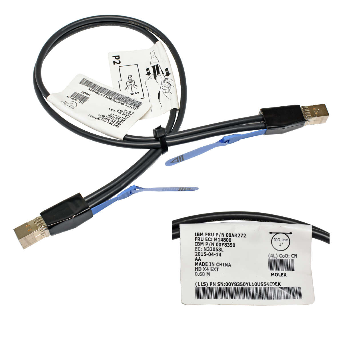 Datenkabel-0-6m-IBM-12G-Mini-SAS-HD-Kabel-00AR272-001.jpg Datenkabel 0,6m IBM 12G Mini SAS HD Kabel 00AR272 00Y8350 SFF-8644 - SFF-8644