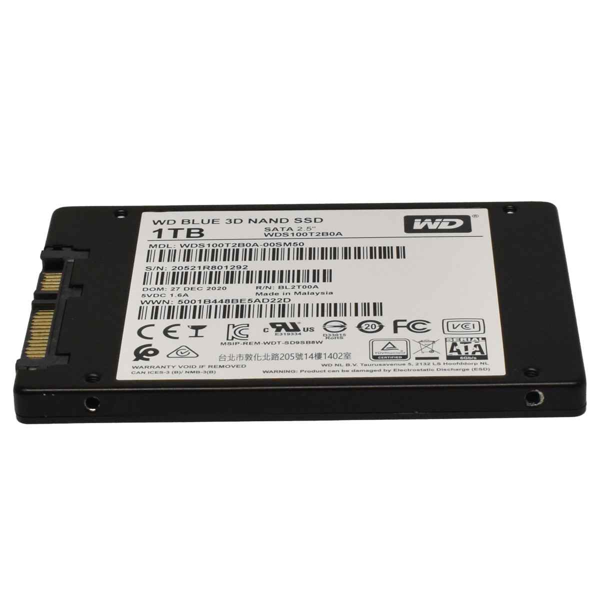 Western Digital WD Blue 3D NAND SSD 1 TB SATA WDS100T2B0A Western Digital WD Blue 3D NAND SSD 1 TB SATA WDS100T2B0A