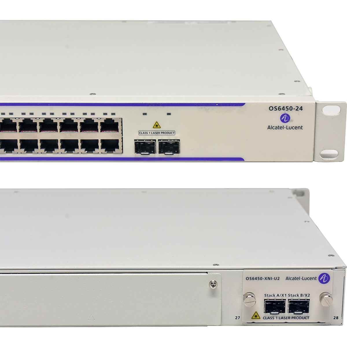 Alcatel-Lucent OS6450-P24 903173-90 24-Port PoE RJ-45 GE Switch 2xSFP+ 10G Modul OS6450-XNI-U2 +Rack Ears