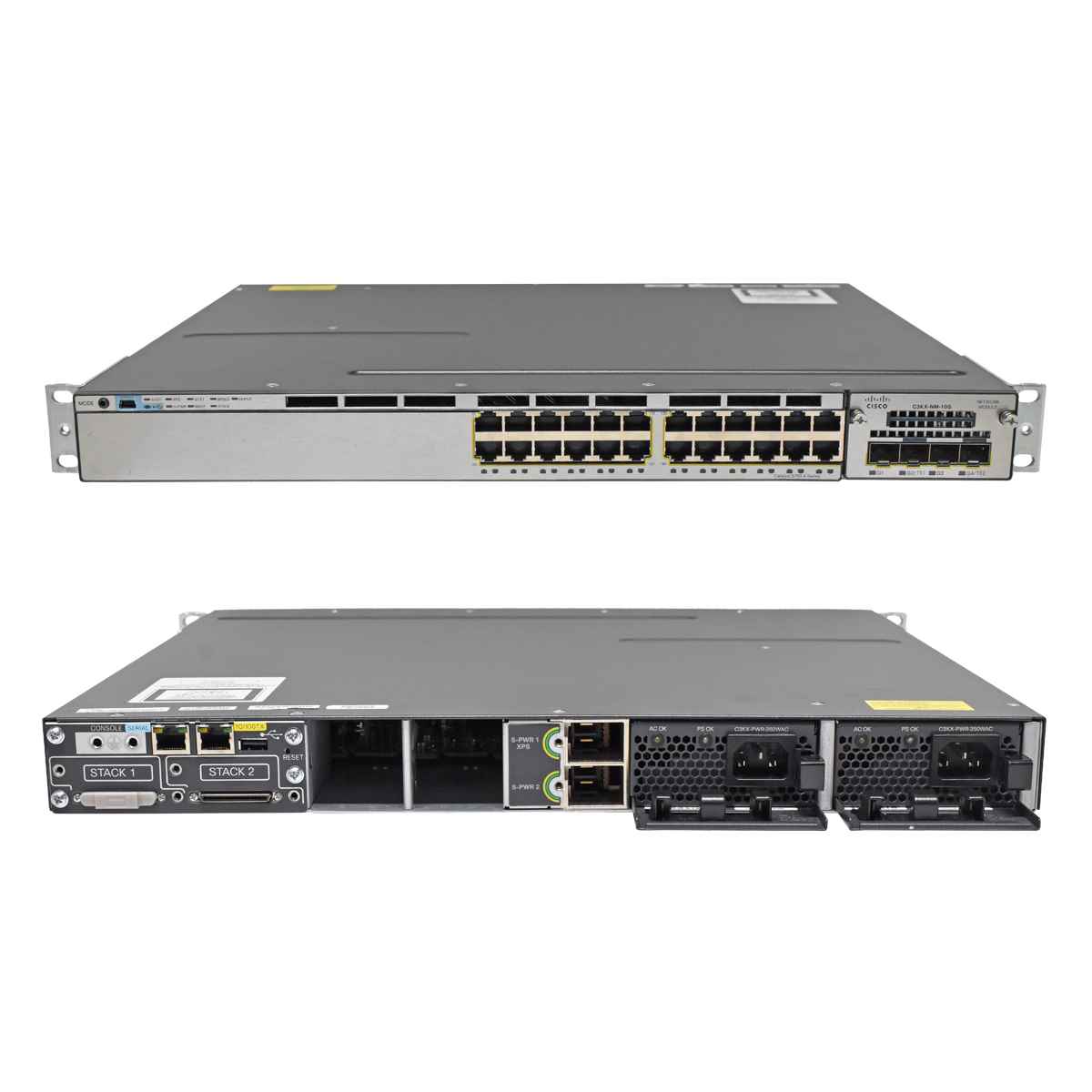 Cisco Catalyst WS-C3750X-24T-L 24-Port Gigabit Ethernet Switch + Network Module C3KX-NM-10G no FANs Cisco Catalyst WS-C3750X-24T-L 24-Port Gigabit Ethernet Switch + Network Module C3KX-NM-10G no FANs
