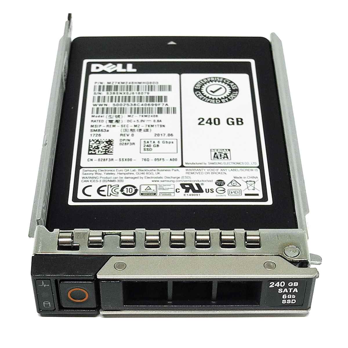 Dell 240GB 2.5" 6G SATA SSD MZ-7KM240B 028F3R PowerEdge R740
