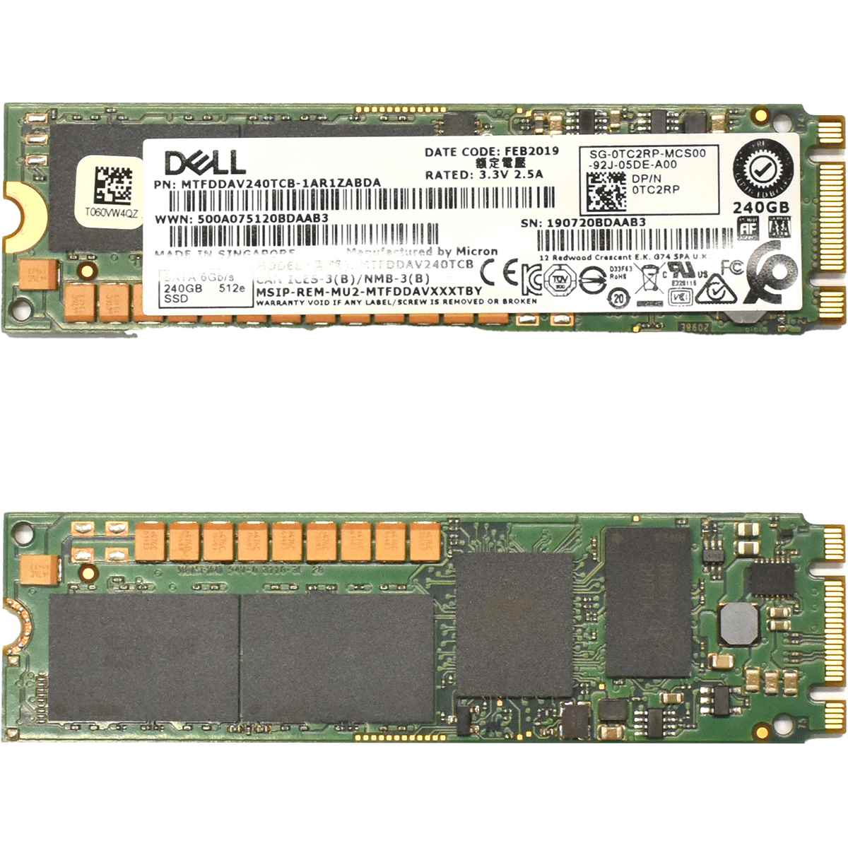 Dell Micron 240GB M.2 SATA SSD BOSS 0TC2RP MTFDDAV240TCB für MX740c / MX840c
