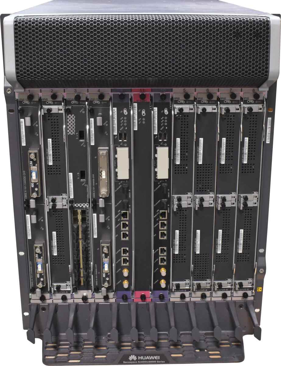 Huawei Secospace AntiDDos8080 Protection System 11x Modules inclusive LPUF-40-A 4x 40G Transceiver Huawei Secospace AntiDDos8080 Protection System 11x Modules inclusive LPUF-40-A 4x 40G Transceiver