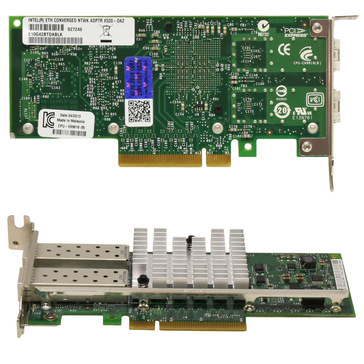 Intel-IBM-X520-DA2-FC-Dual-Port-10GbE-PCIe-x8-Netz-002.jpg Intel IBM X520-DA2 FC Dual-Port 10GbE PCIe x8 Netzwerkkarte LP FRU: 49Y7962