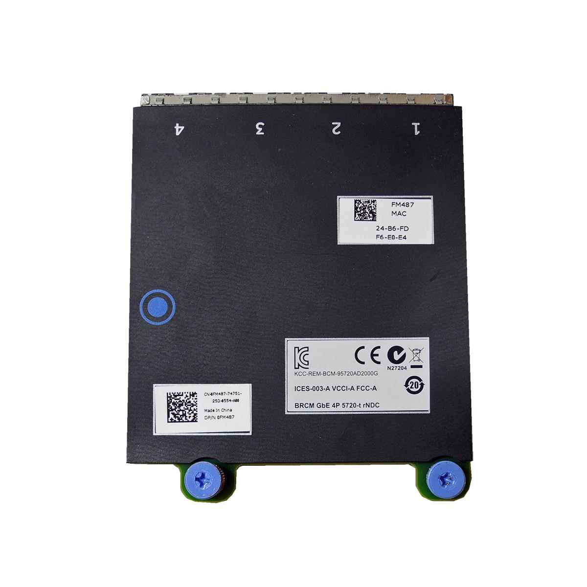DELL BroadCom 5720-t rNDC 4-Port Gigabit Ethernet Network Daughter Card 0FM487 DELL BroadCom 5720-t rNDC 4-Port Gigabit Ethernet Network Daughter Card 0FM487