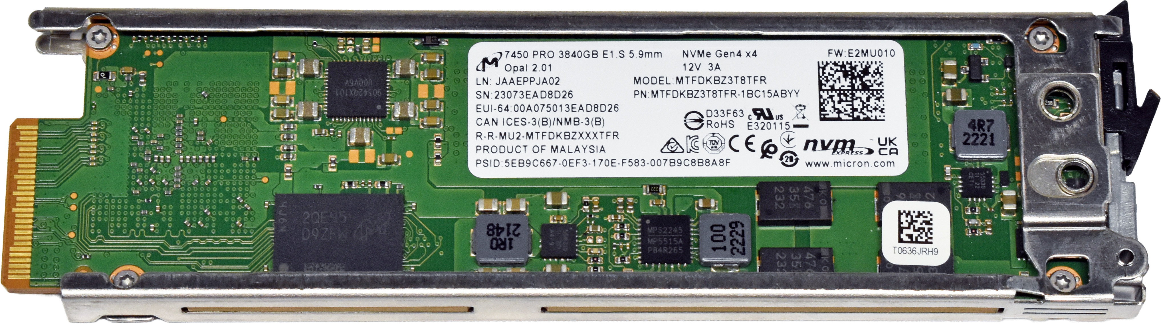 Lenovo Micron 7450 PRO MTFDKBZ3T8TFR 01PE737 3.84TB E1.S NVMe OPAL SED SSD