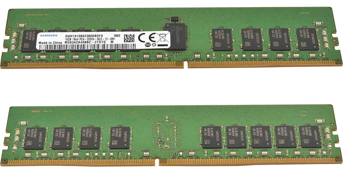 Samsung 16GB 1Rx4 PC4-2666V-RC2-12 Server RAM ECC DDR4 M393A2K40BB2-CTD 32 GB Samsung 2x 16GB 1Rx4 PC4-2666V-RC2-12 Server RAM ECC DDR4 M393A2K40BB2-CTD