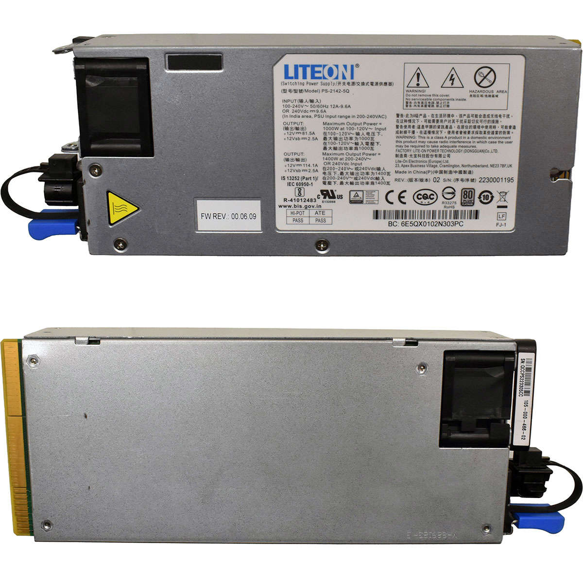 Liteon Power Supply/Netzteil PS-2142-5Q 1400W 80 Plus Platinum für Quanta