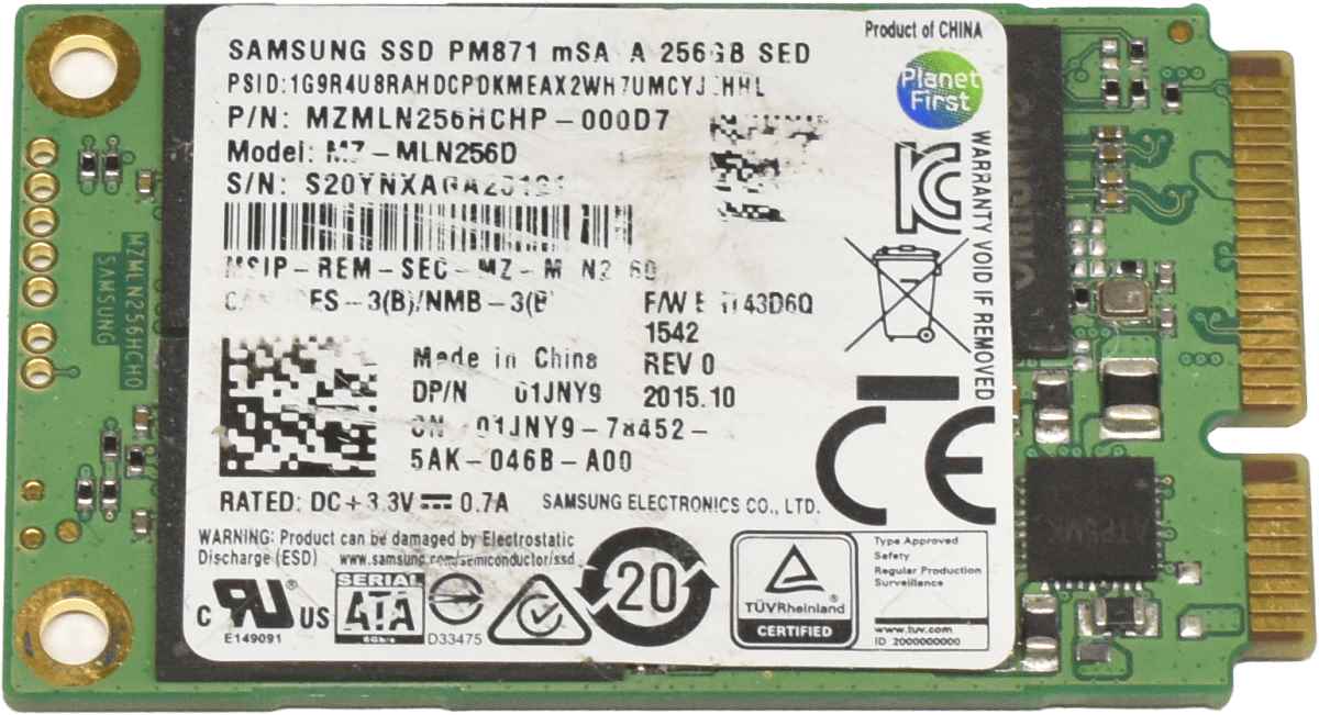 Samsung MZ-MLN256D SSD PM871 mSATA 256GB for Dell Laptops / Notebooks 01JNY9