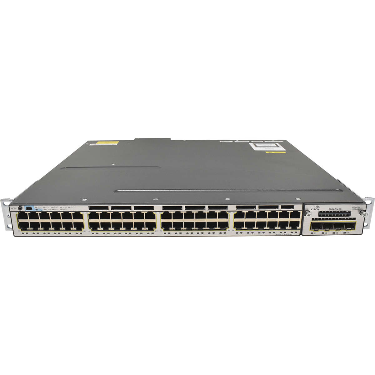 Cisco-WS-C3750X-48T-S-48-Port-RJ-45-GE-Switch-1x-P-001.jpg Cisco WS-C3750X-48T-S 48-Port RJ-45 GE Switch 1x PSU + C3KX-NM-1G Rack Ears