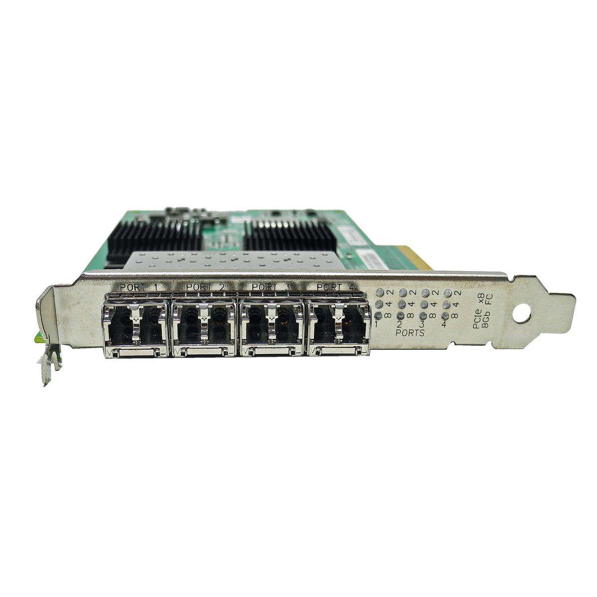 QLogic QLE2564-NAP FC Quad-Port 8Gb PCIe x8 Network Adapter NA 111-00481+B0, 111-00481+C0 FP 4xGBIC