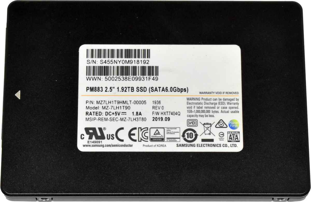 Samsung PM883 1.92TB 2.5“ 6G SATA SSD MZ-7LH1T90 MZ-7LH1T9N MZ7LH1T9HMLT