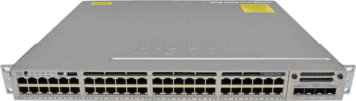 Cisco Catalyst WS-C3850-48P-L 48-Port PoE+ GE Switch + Module C3850-NM-4-1G 2x PSU Rack Ears Cisco Catalyst WS-C3850-48P-L 48-Port PoE+ GE Switch + Module C3850-NM-4-1G 2x PSU Rack Ears