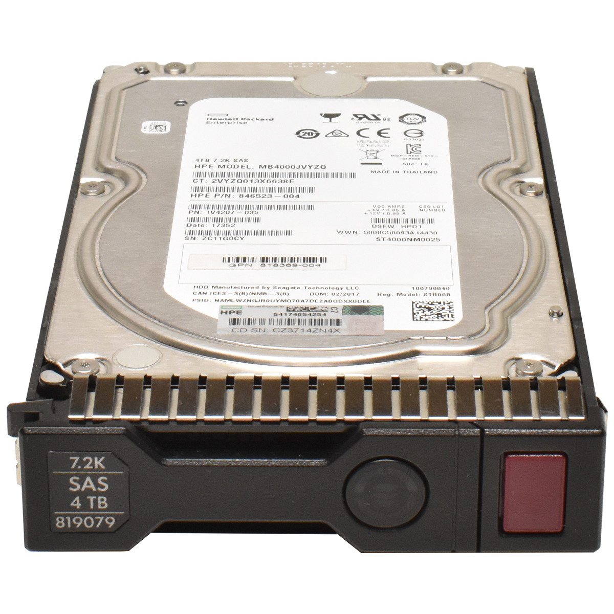 HP 4TB HDD 3.5" 7.2k 12G SAS HotSwap Festplatte 819079-001 820194-002 mit Rahmen HP 4TB HDD 3.5" 7.2k 12G SAS HotSwap Festplatte 819079-001 820194-002 mit Rahmen